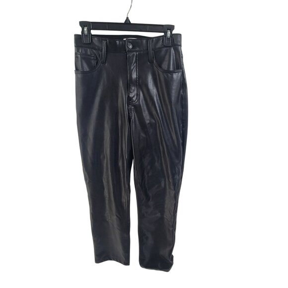 Abercombie & Fitch Pant Vegan Leather Ultra High-Rise Straight Leg Black Size 4 - Picture 2 of 9